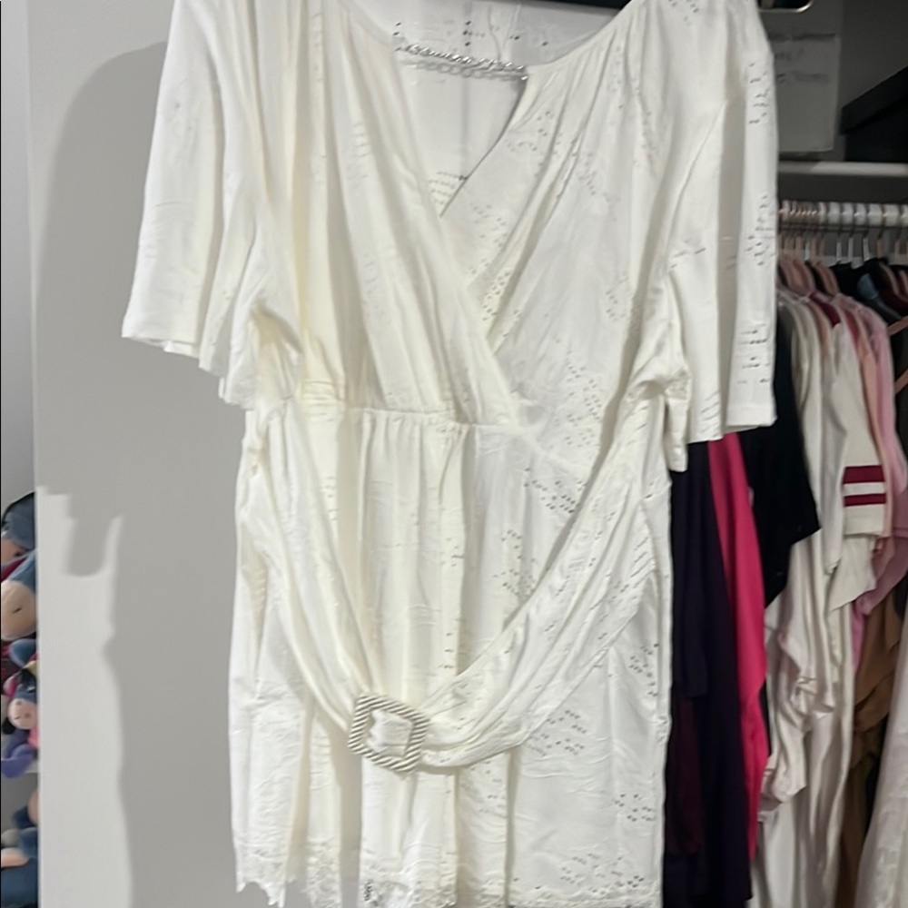 Rosegal White Wrap Blouse